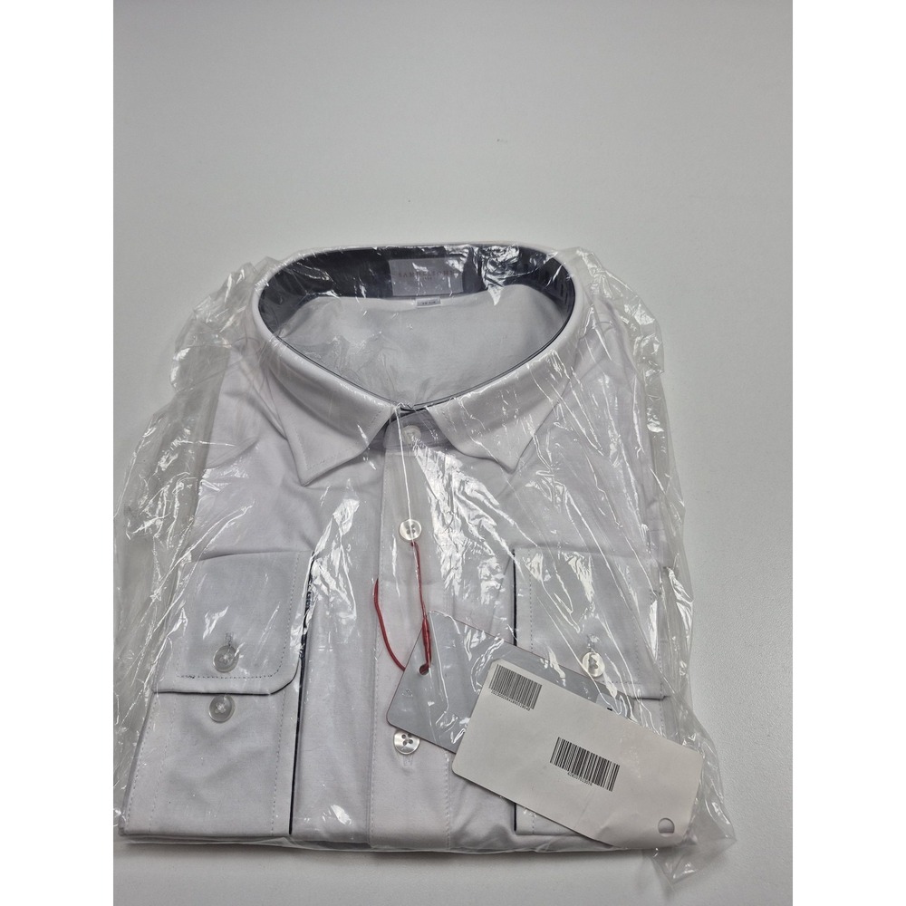 Samuelsohn Dress Shirt Mens 17.5 White Long Sleeve 100% Cotton Regular Fit